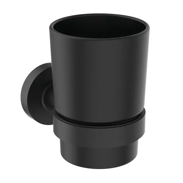 Baie - Suport periute de dinti Ideal Standard IOM negru mat cu pahar negru