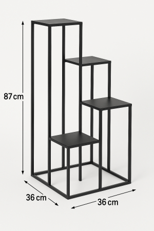 Suport plante Atmosphera cu 4 niveluri, structura metalica, 36x36x87 cm, negru [1]