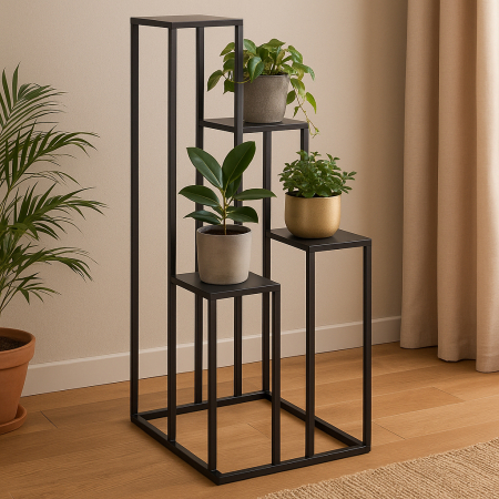 Suport plante Atmosphera cu 4 niveluri, structura metalica, 36x36x87 cm, negru [3]