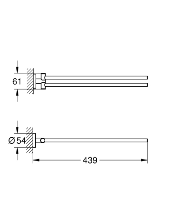 Suport prosop Grohe 40371DA1, Essentials, pe perete, 449 mm, metal, lucios, cupru [1]