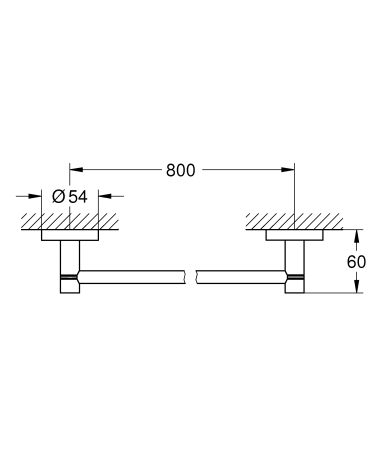 Suport prosop Grohe 40386BE1, Essentials, pe perete, 800 mm, metal, lucios, nichel [1]