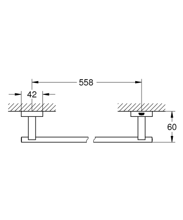 Suport prosop Grohe 40509AL1, Essentials Cube, pe perete, 600 mm, metal, mat, grafit [2]