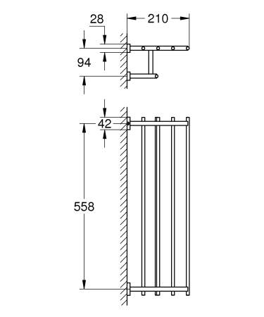 Suport prosop Grohe 40512AL1, Essentials Cube, 600 mm, 4 brate, metal, mat, grafit [3]