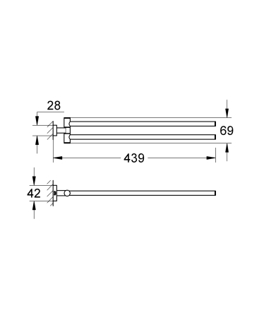 Suport prosop Grohe 40624AL1, Essentials Cube, pe perete, 450 mm, metal, mat, grafit [2]