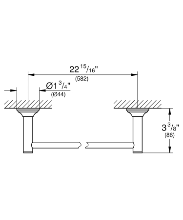 Suport prosop Grohe 40653001, 626 mm, 86 mm, 2 orificii instalare, 1 rafturi, pe perete, metal, Crom [2]