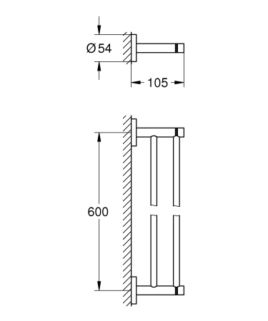 Suport prosop Grohe 40802DL1, Essentials, pe perete, 654 mm, metal, mat, cupru [1]