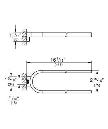 Suport prosop Grohe 41059A00, Selection, 360 mm, pe perete, metal, lucios, grafit [2]