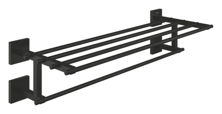 Accesorii baie - Suport prosop Grohe 410992430, 600 mm, 210 mm, 4 orificii instalare, 5 rafturi, pe perete, metal, Negru