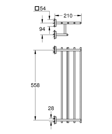 Suport prosop Grohe 410992430, 600 mm, 210 mm, 4 orificii instalare, 5 rafturi, pe perete, metal, Negru [4]