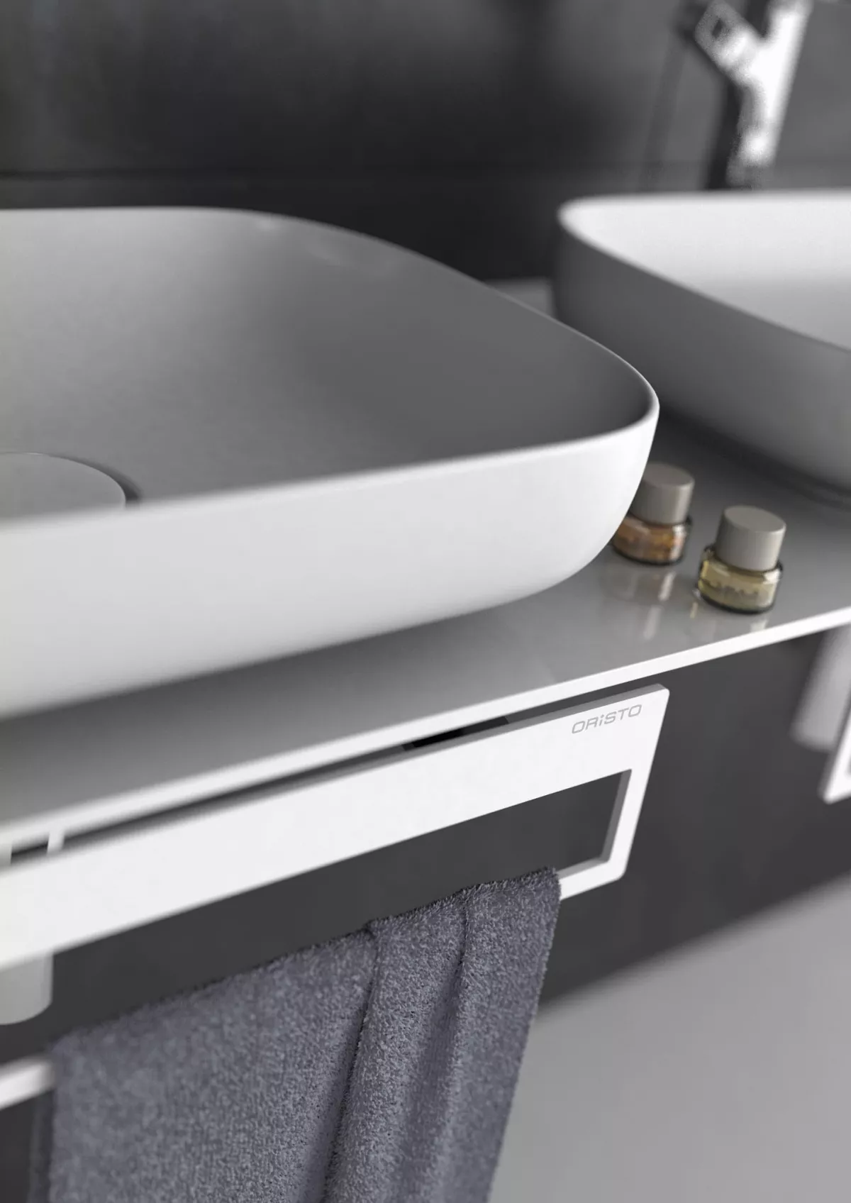 Suport prosop Oristo Uni, pe mobilier, 45 cm, metal, mat, alb, 00-A-RE-45-2 [4]