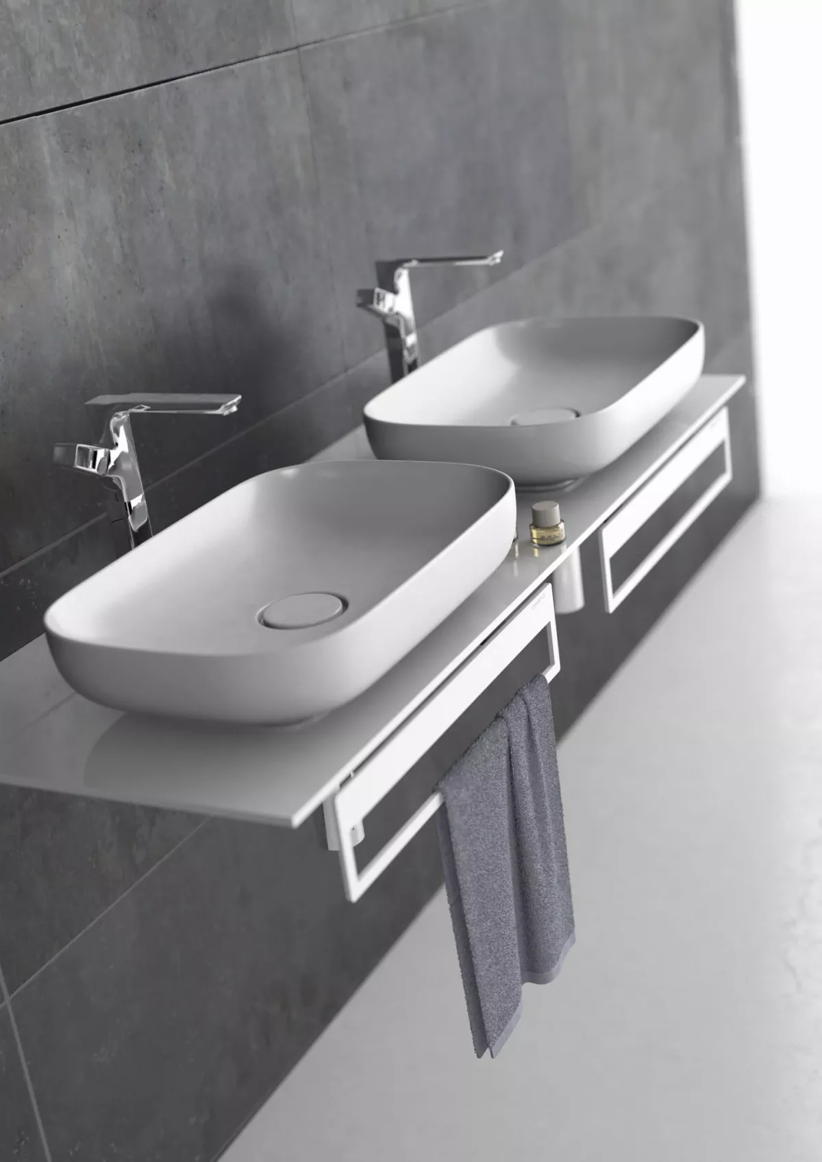 Suport prosop Oristo Uni, pe mobilier, 45 cm, metal, mat, alb, 00-A-RE-45-2 [5]