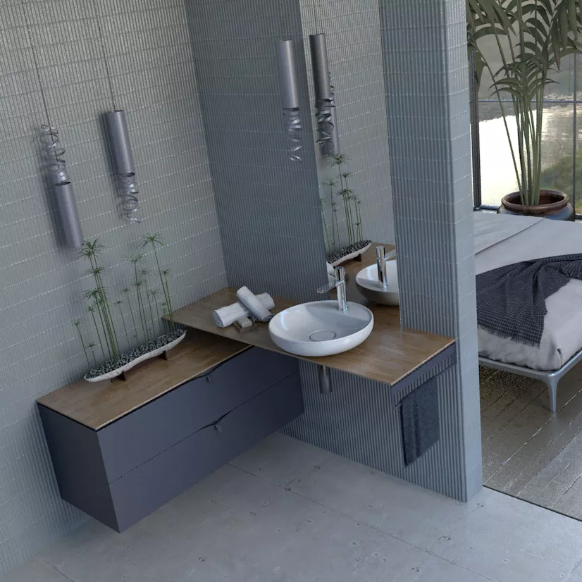 Suport prosop Oristo Uni, pe mobilier, 45 cm, metal, mat, albastru, 00-A-RE-45-14 [2]