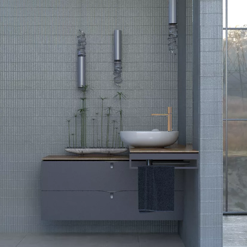 Suport prosop Oristo Uni, pe mobilier, 45 cm, metal, mat, albastru, 00-A-RE-45-14 [5]