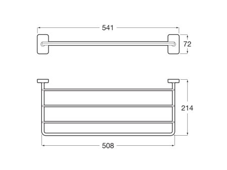 Suport prosop Roca A817729NB0, 541 mm, 214 mm, 2 orificii instalare, 4 rafturi, pe perete, metal, Negru [1]