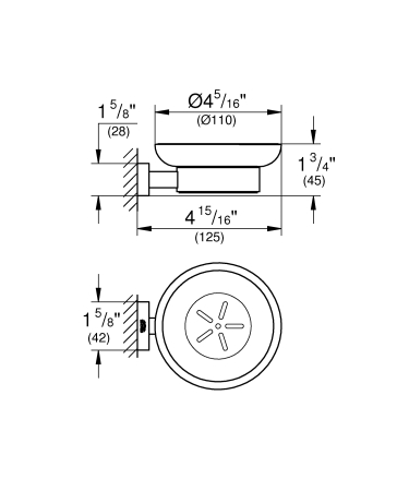 Suport sapun Grohe 40754001, 110 mm, 1 orificii instalare, pe perete, sticla, metal, elemente fixare ascunse, Crom [1]