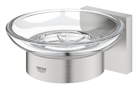 Suport sapun Grohe 41096DC0, Start Cube, pe perete, metal/sticla, mat, otel satinat [1]