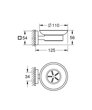 Suport sapun Grohe 41096DC0, Start Cube, pe perete, metal/sticla, mat, otel satinat [2]