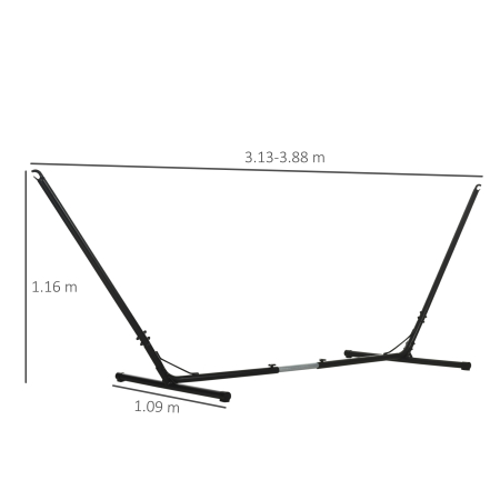  Suport Schelet pentru Hamac Reglabil Max. 120 Kg, Negru, 313-388x109x116cm [2]