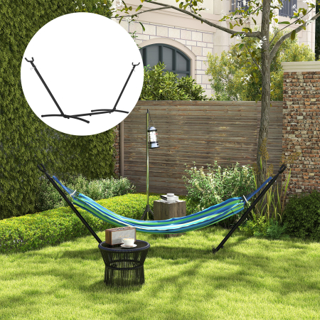  Suport Schelet pentru Hamac Reglabil Max. 150 Kg, Negru, 280x120x110cm [6]