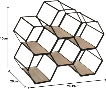 Suport sticle Atmosphera Arty pentru 6 sticle, structura metalica si MDF, 26x15x30 cm, negru [2]