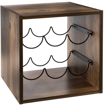 Decoratiuni si articole casa - Suport sticle vin 5Five Mix n&apos;Modul stil industrial, PAL, 31x31x31 cm, maro