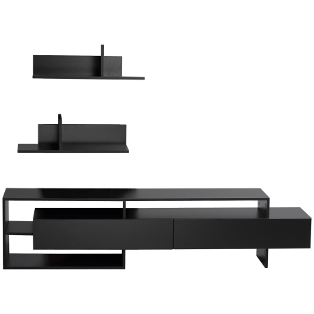  Suport TV Modern 130 cm cu Dulapuri si Rafturi - Negru [7]