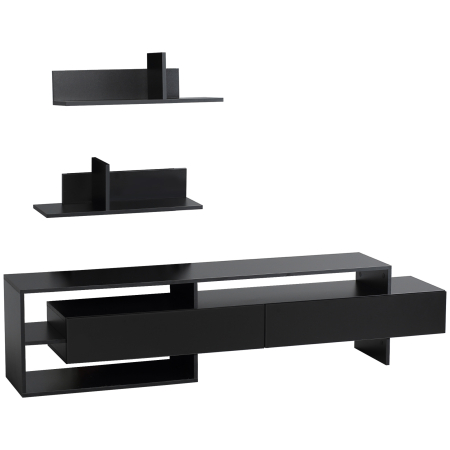  Suport TV Modern 130 cm cu Dulapuri si Rafturi - Negru [0]