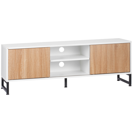 Living & hol -  Suport TV pentru modele de pana la 50" Max, PAL modern si suport TV din otel cu 2 rafturi deschise si 2 dulapuri inchise, 120x39,5x45cm