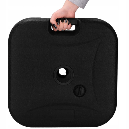 Suport umbrela patrat, din plastic, 22 litri, umplere cu apa sau nisip, negru [7]