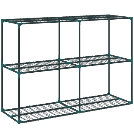 Decoratiuni -  Suport Vertical pentru Plante cu 3 Niveluri din Otel si Plastic, Suport Ghivece pentru Interior si Exterior Gradina Balcon, 143x48x100 cm, Verde inchis