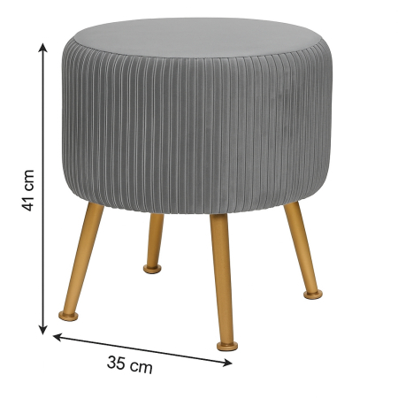 Taburet Atmosphera Solaro rotund cu baza aurie, 35x41 cm, gri [3]