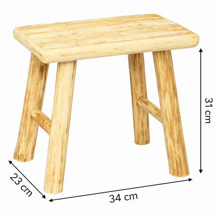 Taburet Atmosphera Woody din lemn natur, 31 cm, bej [4]