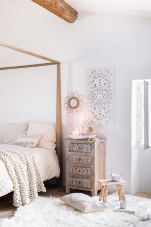 Taburet Atmosphera Woody din lemn natur, 31 cm, bej [6]