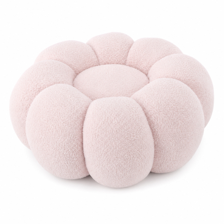 Living & hol - Taburet decorativ cu forma de floare, plusat, 65x30 cm, roz