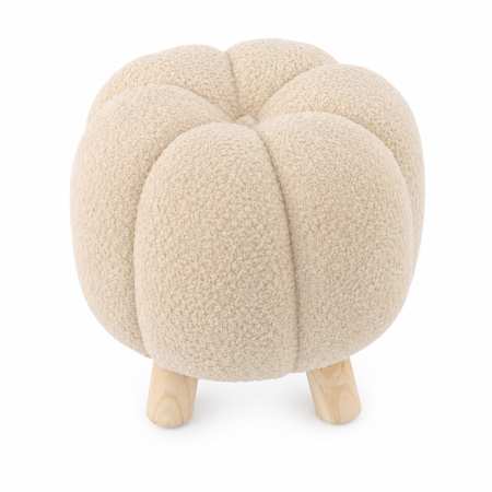 Taburet decorativ pentru living si dormitor, material plusat, 32x30 cm, bej [1]