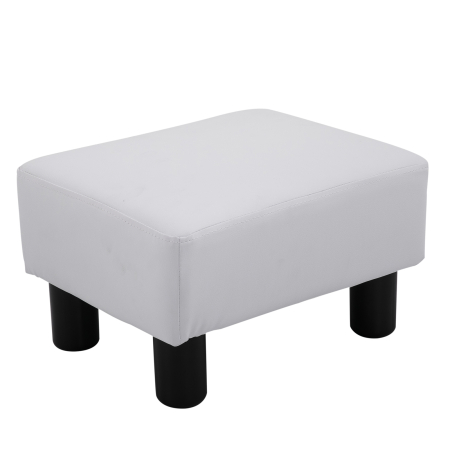 Tabureti si fotolii - Taburet dreptunghiular  captusit si imbracat in piele artificiala alba