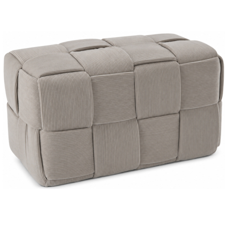 Living & hol - Taburet dreptunghiular tapitat cu material reiat, design impletit, 60x32x32 cm, gri deschis