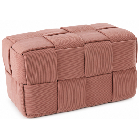 Living & hol - Taburet dreptunghiular tapitat cu material reiat, design impletit, 72x38x38 cm, roz