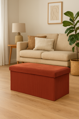 Taburet dublu pliabil Atmosphera Arum din material tip catifea raiat, 76x38x38 cm, ambra [2]