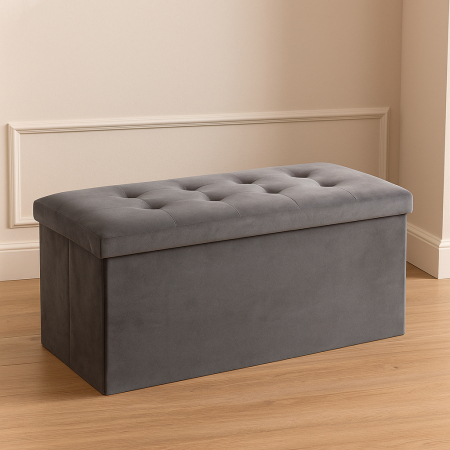 Taburet dublu pliabil Atmosphera Lysandre, MDF si poliester, 76x38x38 cm, gri [4]