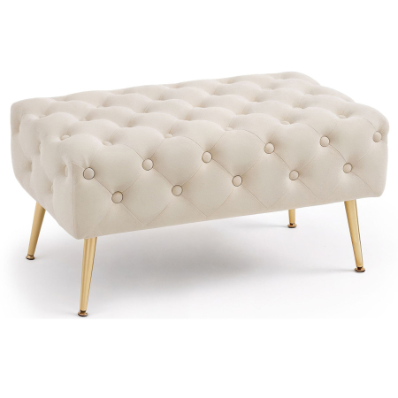 Living & hol - Taburet Madrid, tapitat cu catifea, tip banca, cu picioare metalice, 80x42x41 cm, bej