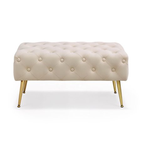 Taburet Madrid, tapitat cu catifea, tip banca, cu picioare metalice, 80x42x41 cm, bej [8]