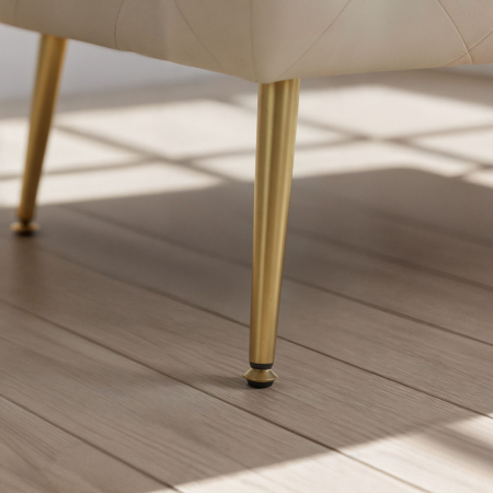 Taburet Madrid, tapitat cu catifea, tip banca, cu picioare metalice, 80x42x41 cm, bej [3]