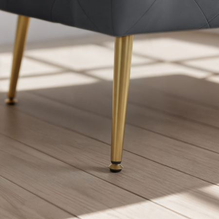 Taburet Madrid, tapitat cu catifea, tip banca, cu picioare metalice, 80x42x41 cm, gri [3]