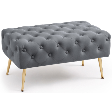 Living & hol - Taburet Madrid, tapitat cu catifea, tip banca, cu picioare metalice, 80x42x41 cm, gri