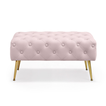 Taburet Madrid, tapitat cu catifea, tip banca, cu picioare metalice, 80x42x41 cm, roz pudra [8]