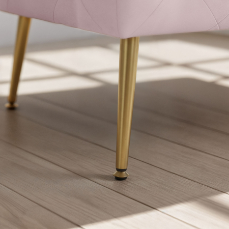 Taburet Madrid, tapitat cu catifea, tip banca, cu picioare metalice, 80x42x41 cm, roz pudra [3]