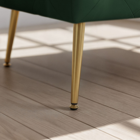 Taburet Madrid, tapitat cu catifea, tip banca, cu picioare metalice, 80x42x41 cm, verde [3]