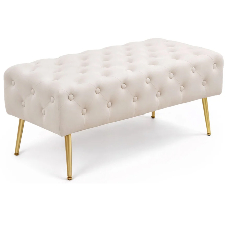 Living & hol - Taburet Monaco, tapitat cu catifea, tip banca, cu picioare metalice, 100x42x41 cm, bej