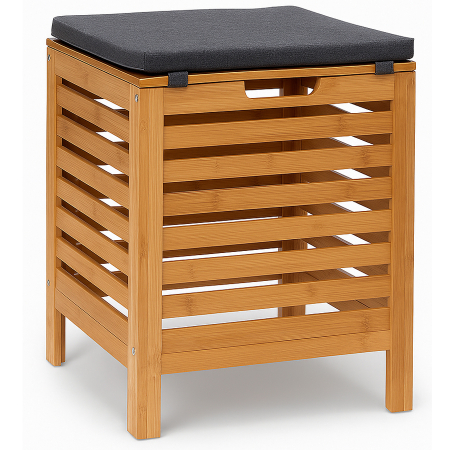 Mobilier pentru baie - Taburet multifunctional 5Five Sicela, spatiu depozitare, bambus, 35x35x49 cm, bej